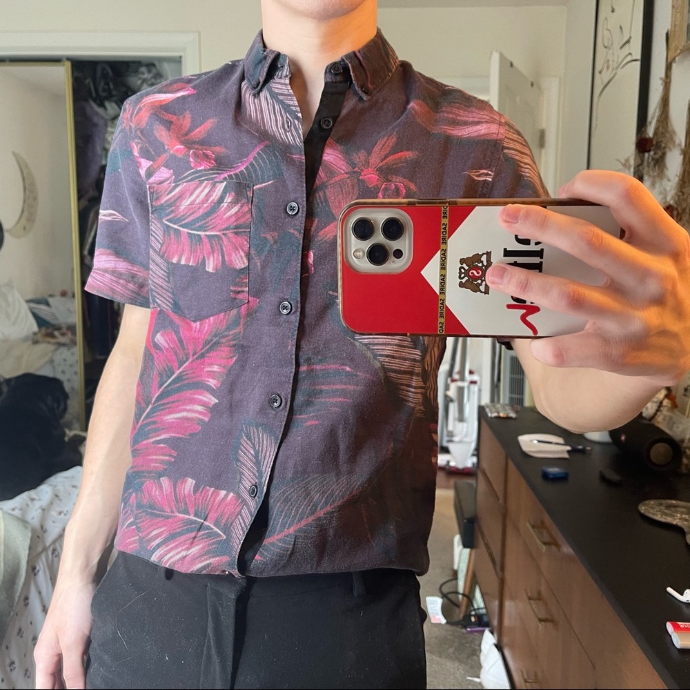 Maroon Palm Print Shirt